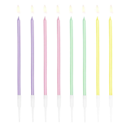 Είδη Πάρτυ - Κεριά Γενεθλίων Μακρόστενα "Mix Of Pastel Colors" (8 τεμ.) - Κωδικός: 420142 - SmileStore